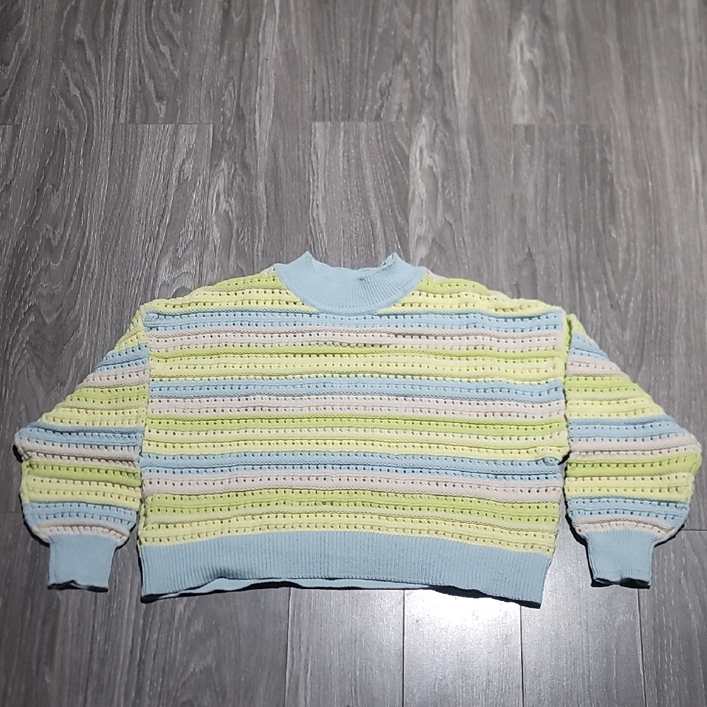 🔥3 for $15🔥Mango Blue and Yellow Crew Neck Sweater